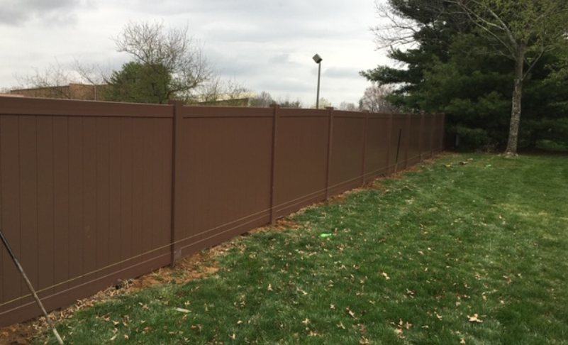 pvc vinyl fence Walnut colored solid tongue and groove ardmore pa 19003
