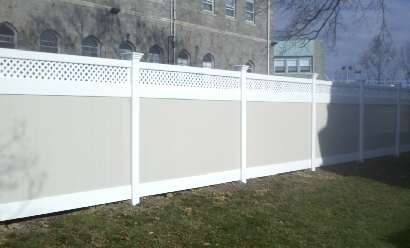 pvc vinyl fence newport two toned with lattice ardmore pa 19003