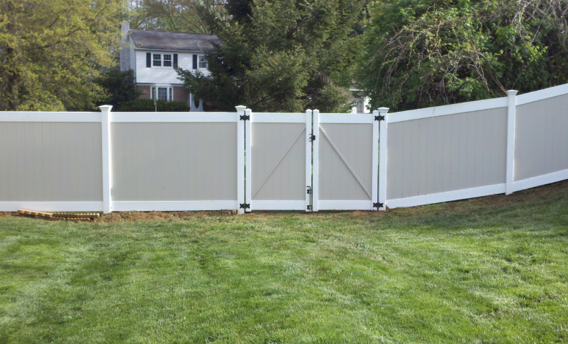 pvc vinyl fence newport two toned solid with privacy gate ardmore pa 19003